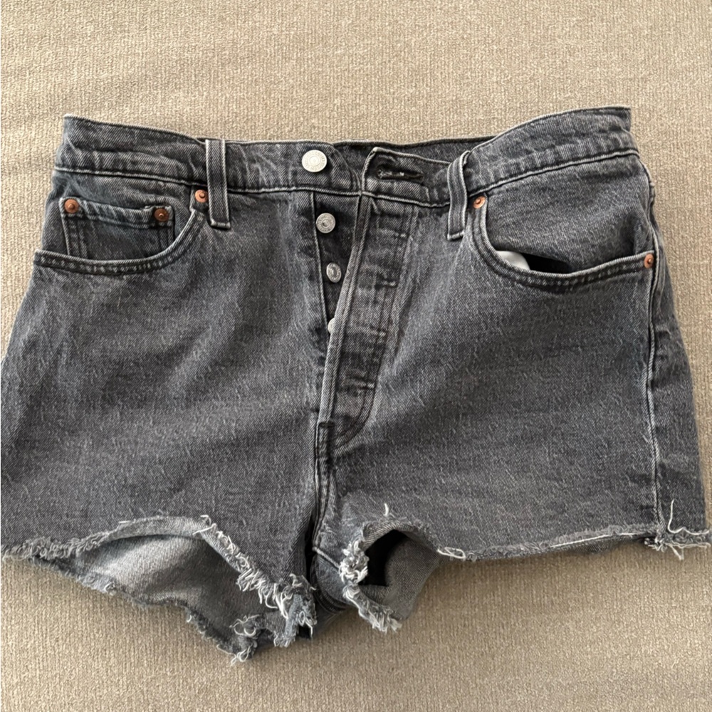 Levi's Gray Distressed Jean Shorts Casual Cut-Offs